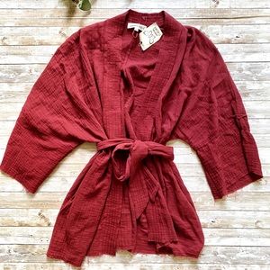 NWT Johnny Was Gauze Red Wrap Kimono